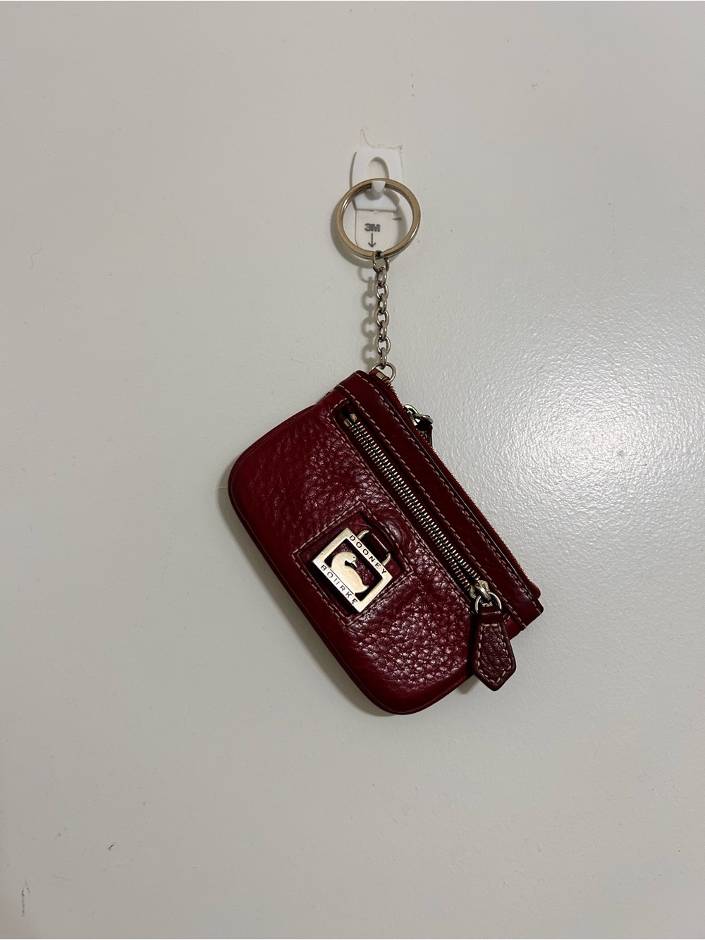 Dooney and Bourke Red Leather Mini Key Pouch with Chain